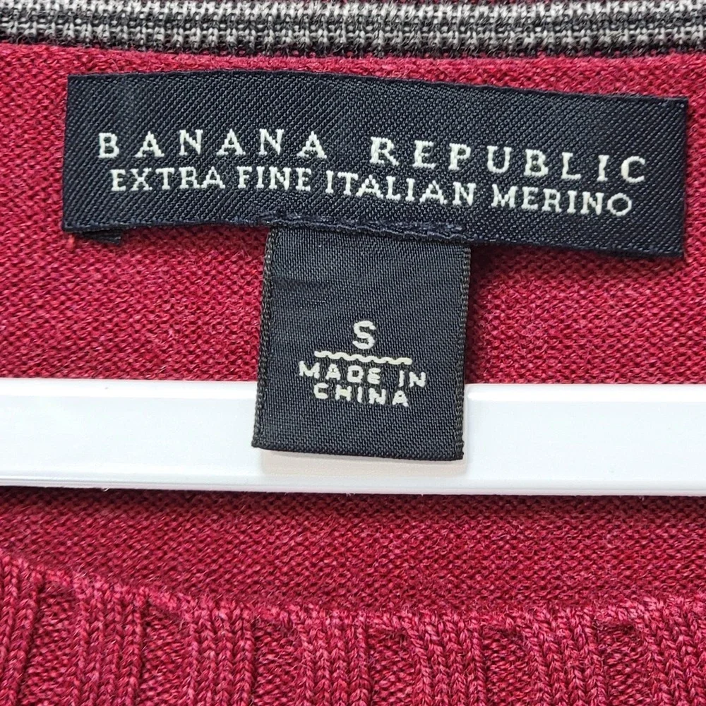 Banana Republic Sweater‎ Mens S Extra Fine Italian Merino Wool Burgundy Business